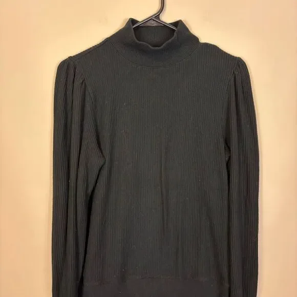 J. Crew Black Mock Neck Ribbed Long Sleeve Top Small - Picture 3 of 6